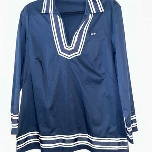 Vineyard Vines Women's Blue Striped Nautical Tunic Shirt Size